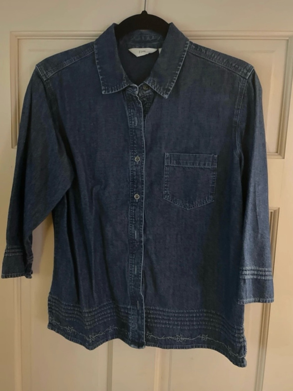 J. Jill Dark Blue Denim Button-Down Shirt